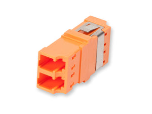 Fiber Optic Adapter LC Duplex Keyed Reduced-Flange Mount Ceramic Sleeve Orange Corning ADP-KDLC-CCERF-CLS