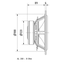 8 Ohm 8" High-End Woofer upto 9000 Hz 120 W AL 200 1281