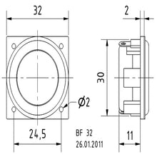 4 Ohm 1.3" Full Range Speaker 150 to 20000 Hz Speaker 2 W BF 32 2243