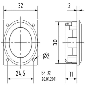 4 Ohm 1.3" Full Range Speaker 150 to 20000 Hz Speaker 2 W BF 32 2243