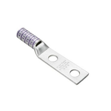 6 AWG 1/4" Stud 2 Hole 5/8" Spacing Long Barrel Compression Terminal Copper Lug YAZ6C2TC14