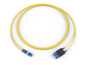 Fiber Optic Jumper 2 F LC Duplex to SC Duplex Zipcord Cable Standard LCUPC Duplex SM Standard Yellow Jacket 2M CORNING 047202G5120002M
