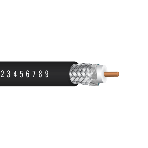 RG59 Mini Riser Solid Bare Copper 75Ohms Tape Al Mylar TC Braid PVC SDI Coax Cable