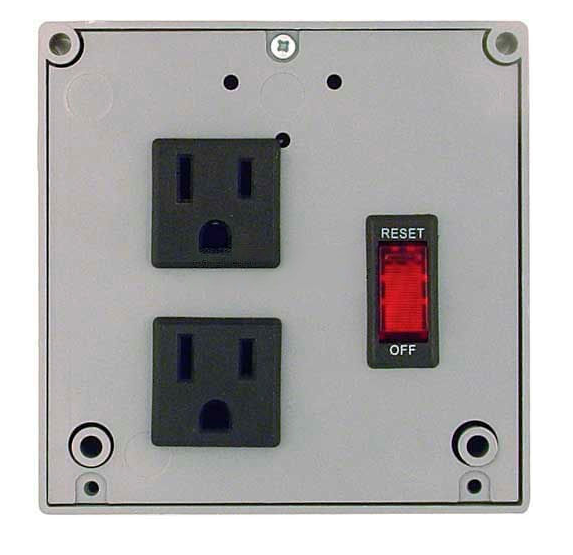 RIB Enclosed Power Control Center 10A Breaker/Switch 120VAC 2 Outlets PSPT2RB10
