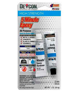 2-.5 Oz Devcon 5 Minute Fast Drying Epoxy Tubes 20545