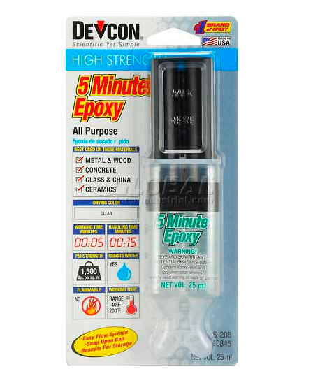 25ml Devcon 5 Minute Fast Drying Epoxy Syringe 20845