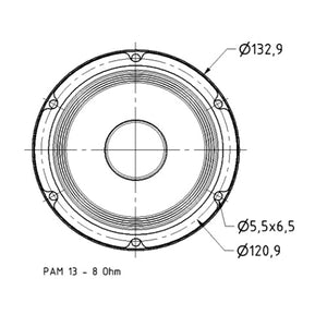 8 Ohm 5" Midrange Driver for PA Systems 85-15000 Hz 60 W PAW 13 3042