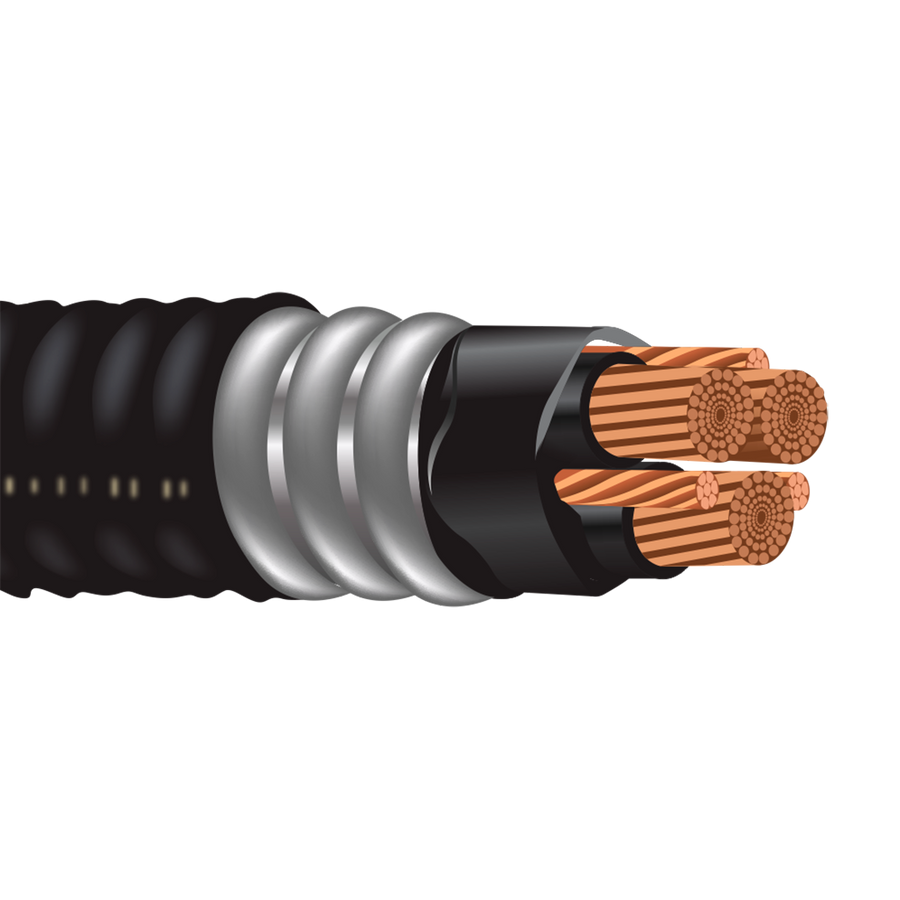 12 AWG 3C Type MC-HL Continuous Aluminum Armored Bare Copper Industrial Cable
