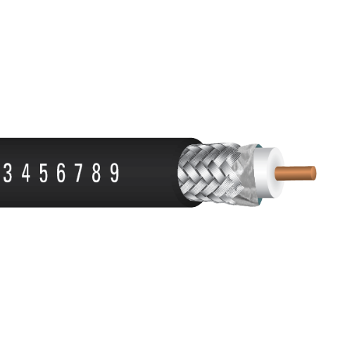 18 AWG 1C Solid Copper Clad Steel RG11/U Riser 75Ohms Dual Shield Foil TC Braid PVC CATV Cable