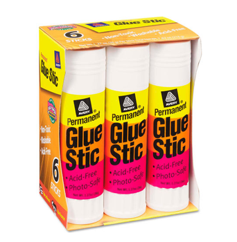 1.27 oz Avery Permanent Glue Stics White Application 98073 (Pack Of 6)