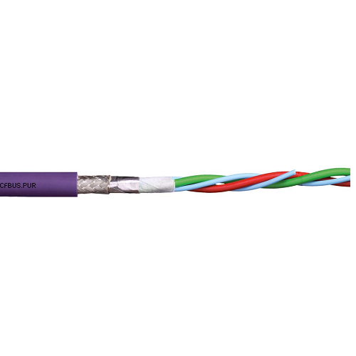 Igus CFBUS-PUR-001 24 AWG 1P Stranded Bare Copper Shielded TC Braid 300V Chainflex® CFBUS-PUR Bus Cable