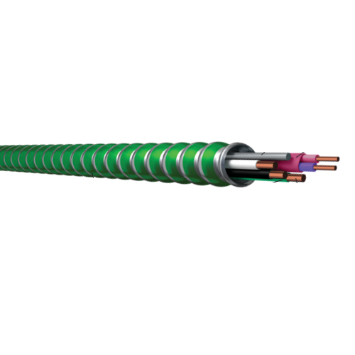 MC Luminary HCF Aluminum Light Green Striped Interlocked Armored Cable