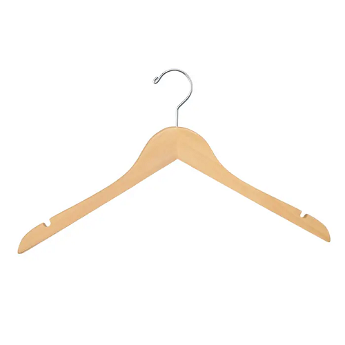 Flat Skirt/Slack Hanger - Natural & Chrome Wood Hangers