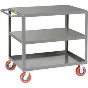 Welded Service Cart With 3 Shelves 2000 lb Capacity 48"L x 30"W x 35"H Gray Little Giant 3LG-3048-6PY