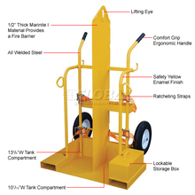 Fire Protection Welding Cylinder Cart Foam-Filled Wheels 28 x 37-1/2 x 69-1/8 CYL-2-FP-FF