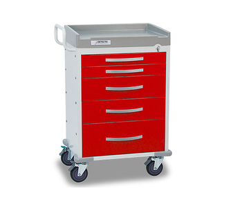 Medical Cart Rescue Emergency Room Five Red Drawers Series Detecto RC33669RED