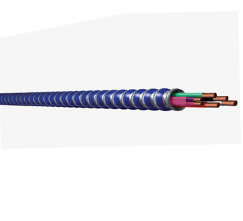 14-3C Solid Copper MC Tuff Lightweight Steel THHN Insulation Blue Striped Interlocked Armored Cable