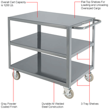 Steel Utility Cart w/3 Shelves 1200 lb Capacity 36"L x 24"W x 35"H 800460