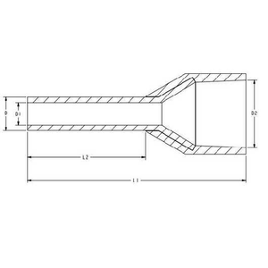 Burndy YF1608IDL 16 AWG 0.55" Length Tin Plated Copper Bootlace Covered Ferrule