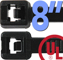8 Cable Ties c(UL) Listed 50lb White Black ( Pack of 100 )