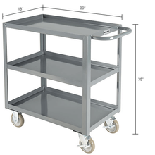 Steel Utility Cart w/3 Tray Shelves 1200 lb Capacity 36"L x 24"W x 35"H 800458