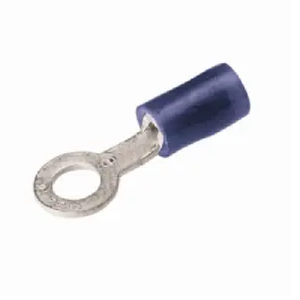 Burndy TN1414 16 - 14 AWG #12 - 1/4" Stud 1 Hole Tin-Plated Nylon Insulated Copper Ring Tongue Terminal Lug Blue