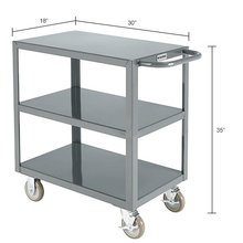Steel Utility Cart w/2 Shelves 1200 lb Capacity 30"L x 18"W x 35"H 800455