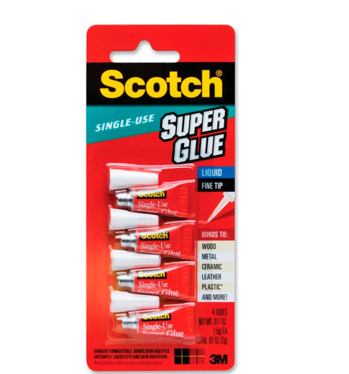 0.07oz 3M Super Glue Single Use Pointed Tip Clear AD114 (Pack Of 4)