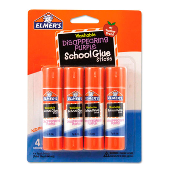 Elmer's Washable School Glue Sticks Disappearing Purple E543 (Pack Of 4)
