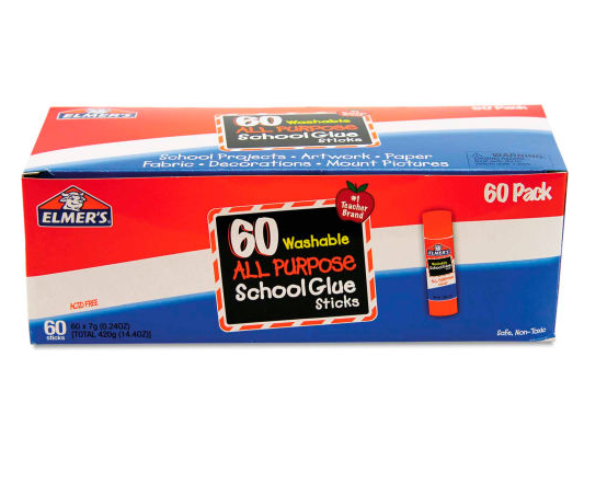 Elmer's Washable All Purpose School Glue Sticks Clear E501 (Pack Of 60)