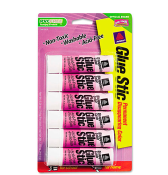 0.26 oz Avery Permanent Glue Stics Purple Application 98096 (Pack Of 6)