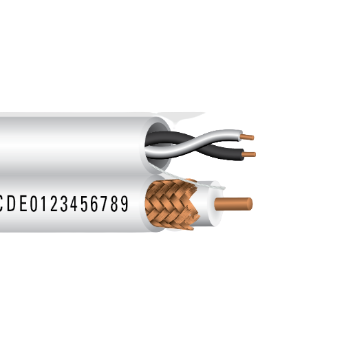 18 AWG 1C Solid BC Braid 18/1P Unshielded Twisted RG6/U Plenum 75Ohm PVC 60C 300V Camera Cable