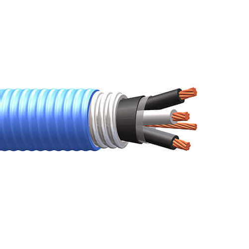 ECS TK12-03 12 AWG 3C Stranded Bare Copper Unshielded Interlocking Aluminum Armour Blue PVC 90°C 600V Teck Cable