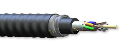 Corning 036TUF-T4191DA1 36 Fiber OM4 Riser 50µm Freedm Loose Tube Gel Free Extended 10G Interlocking Armored Cable