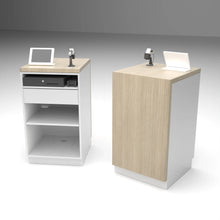 24" Deluxe Cash Wrap Retail Counters-Matte White With Raw Oak Top Econoco DDCW24