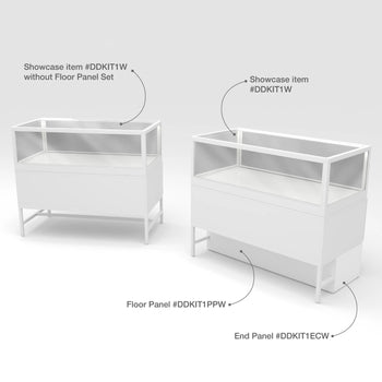 Privacy Panels for Deluxe Glass Showcase Display Cabinet with Storage Drawers - Front Panel White Econoco DDKIT1PPW