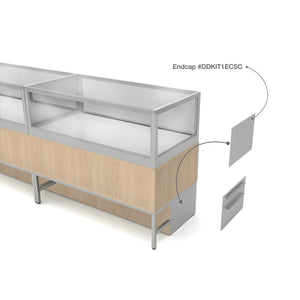 Privacy Panels for Deluxe Glass Showcase Display Cabinet with Storage Drawers - End Panel Satin Chrome Econoco DDKIT1ECSC