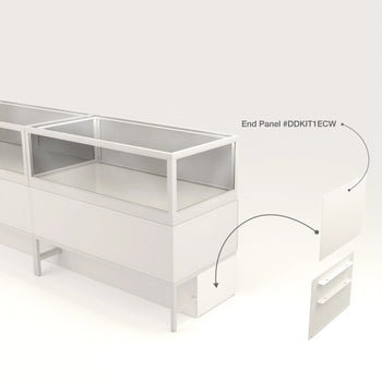 Privacy Panels for Deluxe Glass Showcase Display Cabinet with Storage Drawers - End Panel White Econoco DDKIT1ECW