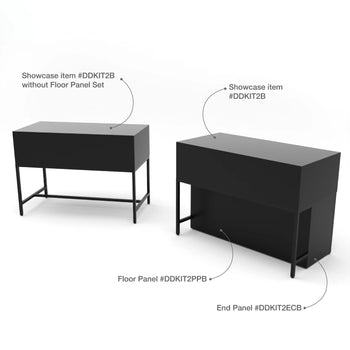 Privacy Panels for Deluxe Display Table Storage Cabinet with Drawers - Front Panel Black Econoco DDKIT2PPB