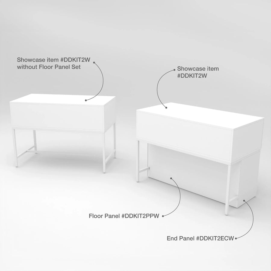 Privacy Panels for Deluxe Glass Showcase Display Cabinet - Front Panel White Econoco DDKIT3PPW