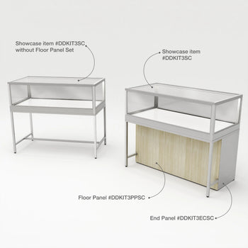 Privacy Panels for Deluxe Glass Showcase Display Cabinet - Front Panel White Barn Wood  Econoco DDKIT3PPSC