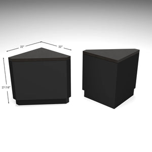 Deluxe Corner Retail Pedestal Counters - Matte Black With Black Woodgrain Top Econoco DDPED22BLG