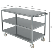 Steel Utility Cart w/3 Shelves 1200 lb Capacity 48"L x 24"W x 35"H 800464
