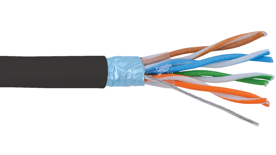 24 AWG 4 PAIR STP SHIELDED CAT5E SOLID BARE ANNEALED COPPER HIGH PERFORMANCE DATA CABLE