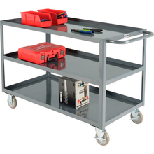 Steel Utility Cart w/3 Tray Shelves 1200 lb Capacity 48"L x 24"W x 35"H 800462