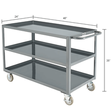 Steel Utility Cart w/3 Tray Shelves 1200 lb Capacity 48"L x 24"W x 35"H 800462