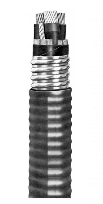 112-31-5215 Galvanized Steel Loxarmor Type MC (XHHW-2) w/o PVC Jacket - 1/0 AWG - 4 Conductors