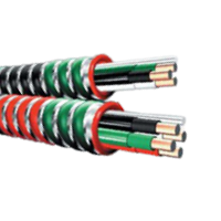 AC HCF-90® Steel THHN Insulation Green Striped Interlocked Armored Cable