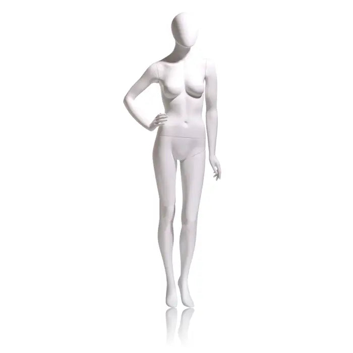 Female Mannequin - Oval Head, Right Hand On Hip, Left Leg Slightly Bent Econoco EVE-1H-OV