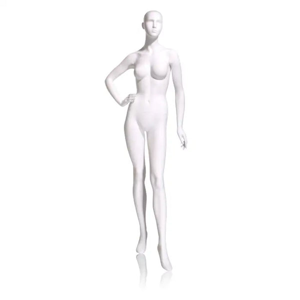 Female Mannequin - Abstract head, Arms by Side, Right Leg Slightly Forward